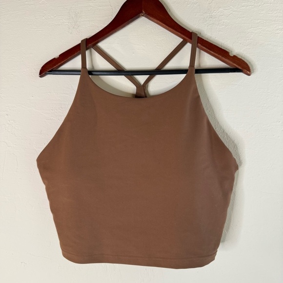 Old Navy Light Support PowerSoft Longline Sports Bra Brown Size XL - Picture 2 of 7